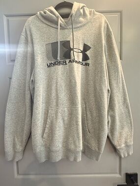 Under Armour Light Gray Pullover Hoodie with Logo